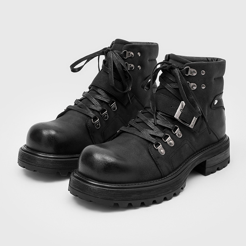 Men Shoes Brand - Marque hommes bottes en cuir moto