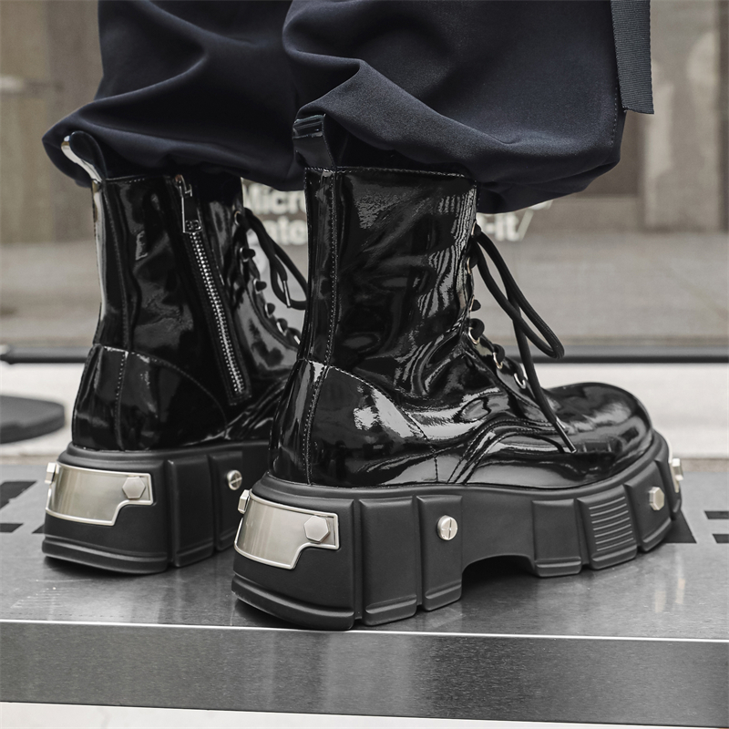 Bottes en cuir verni pour homm - Men Shoes Brand avis et prix